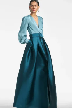 Sachin & Babi Plus Sizes|Long Sleeve<Zoe Gown - Seaglass/Deep Teal Seaglass/deepteal