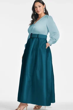 Sachin & Babi Plus Sizes|Long Sleeve<Zoe Gown - Seaglass/Deep Teal Seaglass/deepteal
