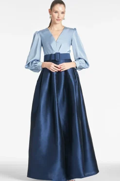 Sachin & Babi Plus Sizes|Long Sleeve<Zoe Gown - Slate/Navy Slate&navy