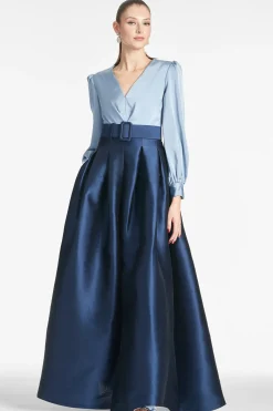 Sachin & Babi Plus Sizes|Long Sleeve<Zoe Gown - Slate/Navy Slate&navy