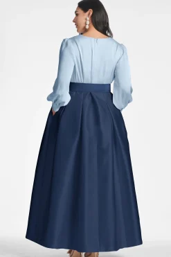 Sachin & Babi Plus Sizes|Long Sleeve<Zoe Gown - Slate/Navy Slate&navy