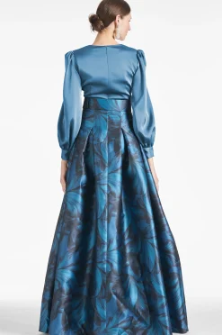 Sachin & Babi Plus Sizes|Long Sleeve<Zoe Gown - Smokey Slate/Tonal Petal Smokeyslate/tonalpetal